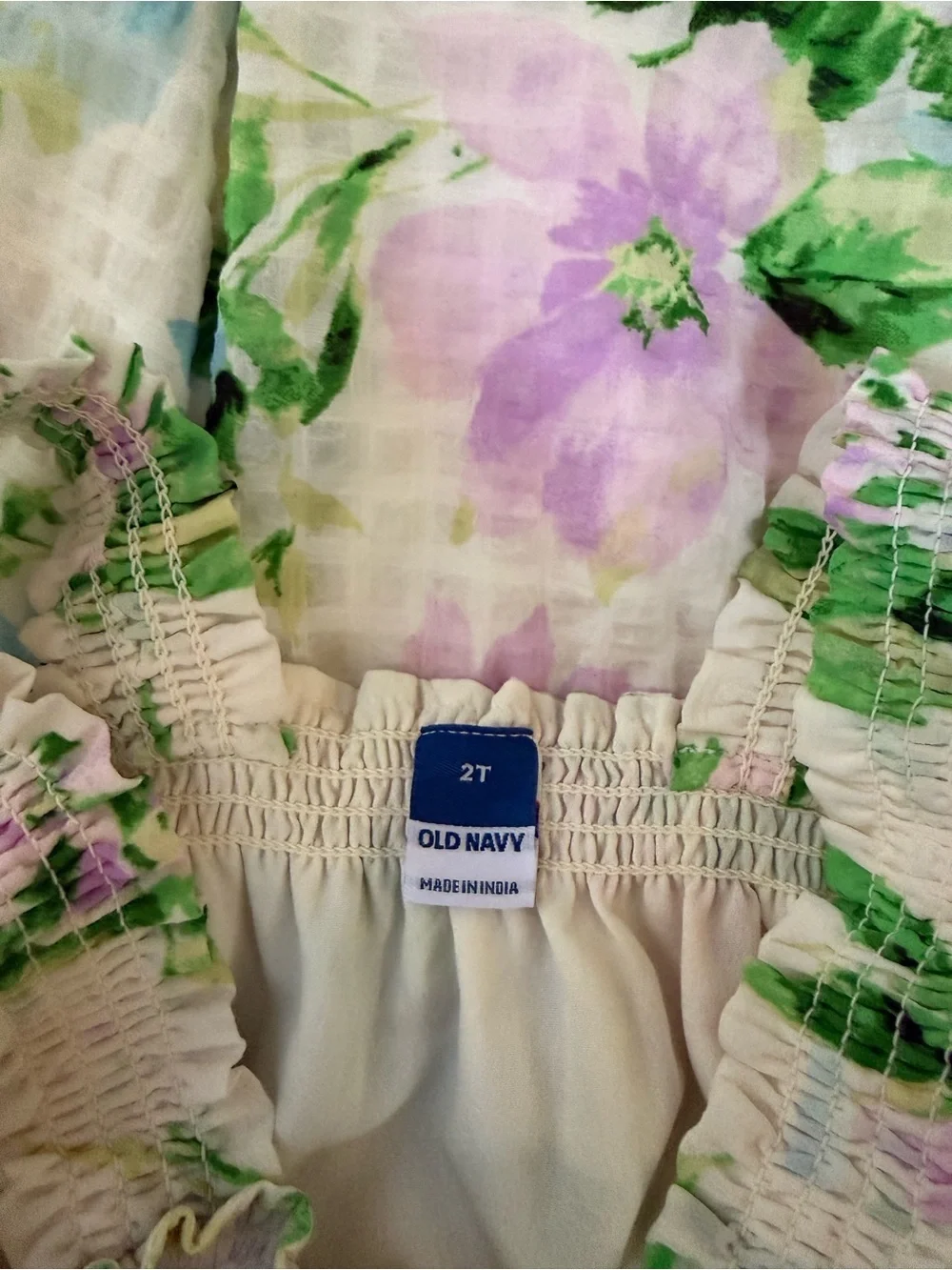 Old Navy White Floral Sundress with Green, Blue, and Pink Accents